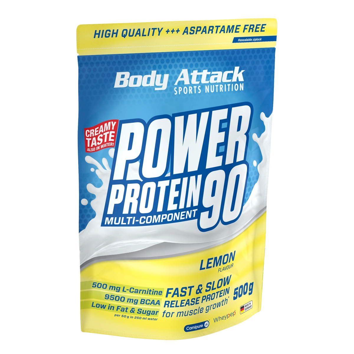Eine Packung Power Protein 90 Lemon 500g